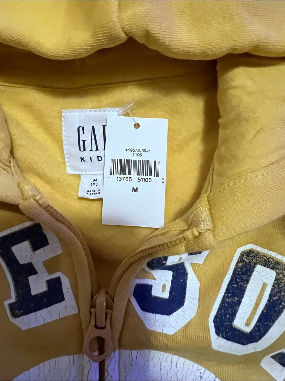 NWT Boys GAP Yellow 'Awesome' Full Zip Hoodie